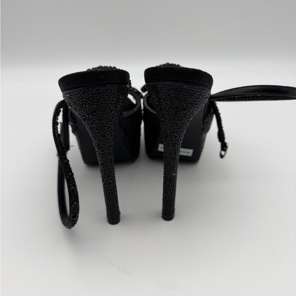 Steve Madden Black Crystal Platform Ankle-Strap Sandals 7 - Picture 6 of 8
